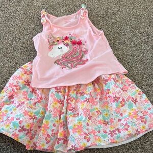 Pink Unicorn Floral Dress